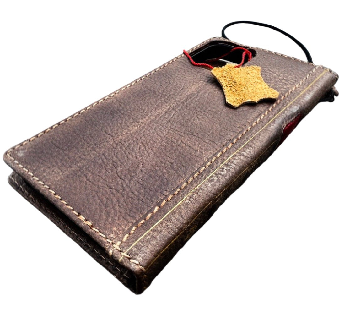 ARICHI Handmade Leather For Galaxy Case – Bible Style, Waxed Sanding Finish, Wireless Charging, Card Slots