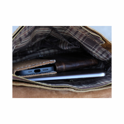 Handmade Crazy Horse Leather Messenger Bag