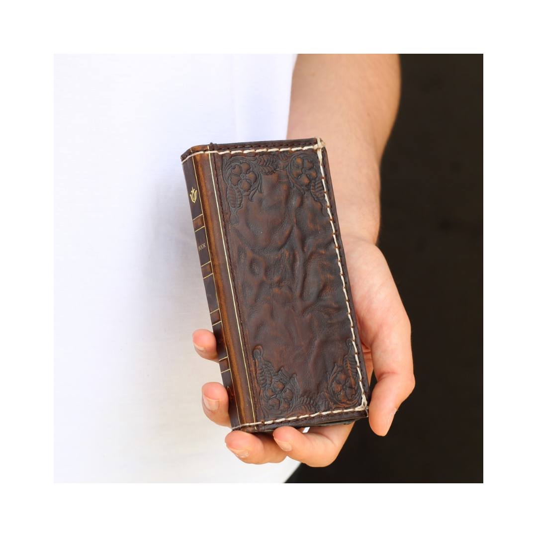 ARICHI® Handmade Leather Bible Book Case For Galaxy S26 Ultra, Vintage Embossed Wallet, Cover For S25 S24 Ultra