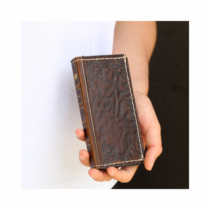 ARICHI® Handmade Leather Bible Book Case For Galaxy S26 Ultra, Vintage Embossed Wallet, Cover For S25 S24 Ultra