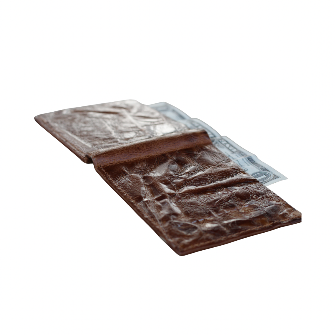 Handmade Distressed Tan Brown Leather Bifold Wallet – Slim Money Clip