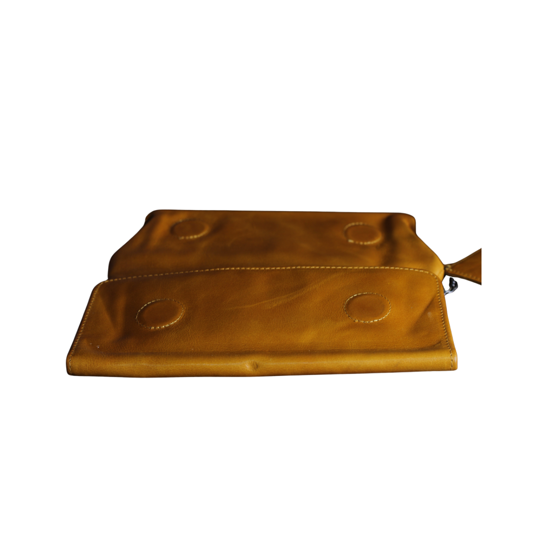 Vintage Honey Leather Wallet for Women, Kiss Lock Clutch Purse, Genuine Leather Card Holder Wallet, Handmade 60s Style Wallet