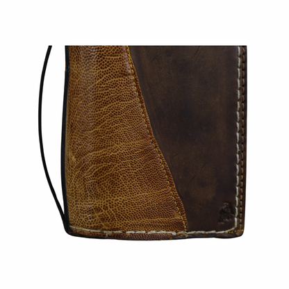 ARICHI Handmade Brown Leather OnePlus Case | Ostrich Accent | Hand Stitched Wallet Cover with Card Slots