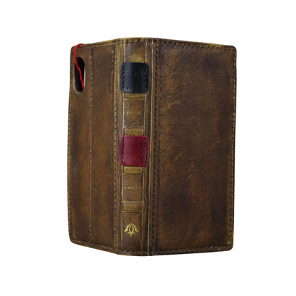 ARICHI Vintage Genuine Leather Phone Case Wallet for Galaxy S26 Ultra FE Edge | Handcrafted Antique Book Style