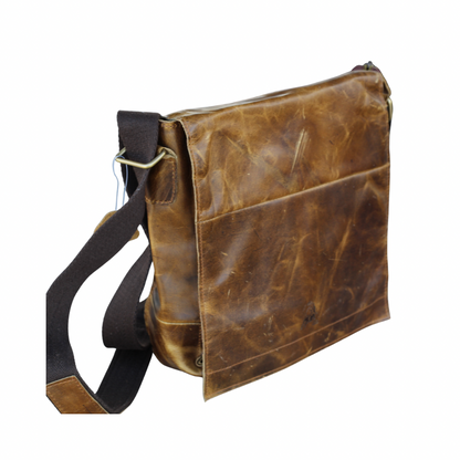 Handmade Crazy Horse Leather Messenger Bag