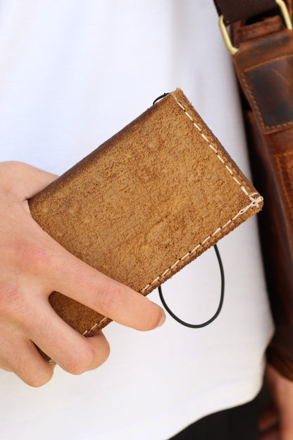 Handmade Suede Leather Wallet Phone Case – Rustic Full Grain Folio Cover for iPhone