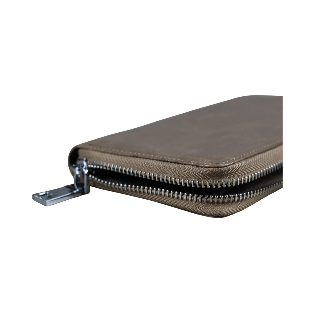 Beige Genuine Leather Women’s Wallet – Full Grain Zip-Around Purse with Card Slots & Coin Pocket | Christmas Gift | ARICHI