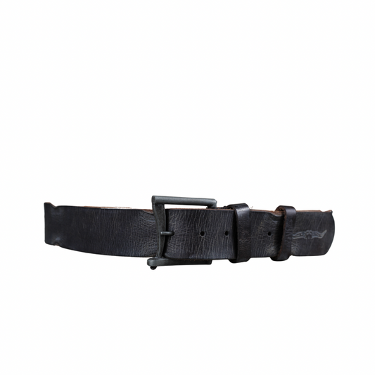 ARICHI Handmade Polished Black Leather Belt – Premium Genuine Leather for Men and Women, Vintage and Stylish Design