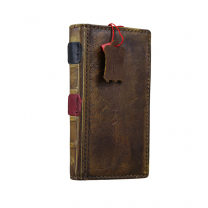 ARICHI Vintage Genuine Leather Phone Case Wallet for Galaxy S26 Ultra FE Edge | Handcrafted Antique Book Style