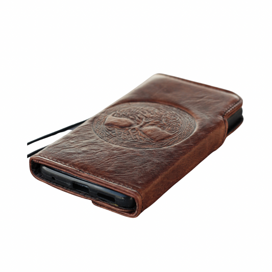 ARICHI® Galaxy Leather Case S26 Ultra S25 S24 | Handmade Tree of Life Crazy Horse Wallet Case