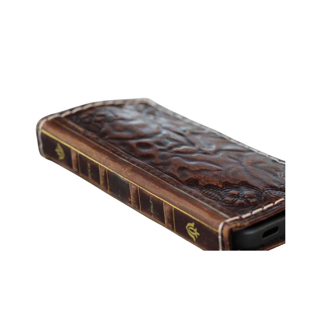 ARICHI® Handmade Leather Bible Book Case For Galaxy S26 Ultra, Vintage Embossed Wallet, Cover For S25 S24 Ultra