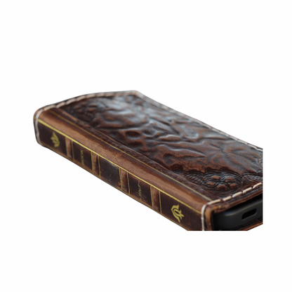 ARICHI® Handmade Leather Bible Book Case For Galaxy S26 Ultra, Vintage Embossed Wallet, Cover For S25 S24 Ultra