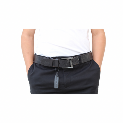Handmade Black Full-Grain Leather Belt – Distressed Unisex Design