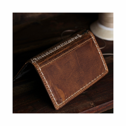 Handmade Crazy Horse Leather Phone Case for Galaxy Vintage Wallet, Handmade X Stitch
