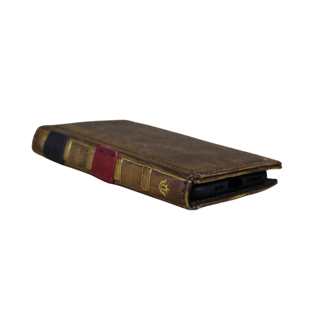 ARICHI Vintage Genuine Leather Phone Case Wallet for Galaxy S26 Ultra FE Edge | Handcrafted Antique Book Style