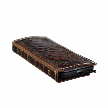 ARICHI® Handmade Leather Bible Book Case For Galaxy S26 Ultra, Vintage Embossed Wallet, Cover For S25 S24 Ultra