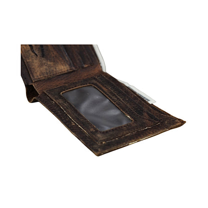 Handmade Distressed Brown Leather Bifold Wallet – Slim Money Clip