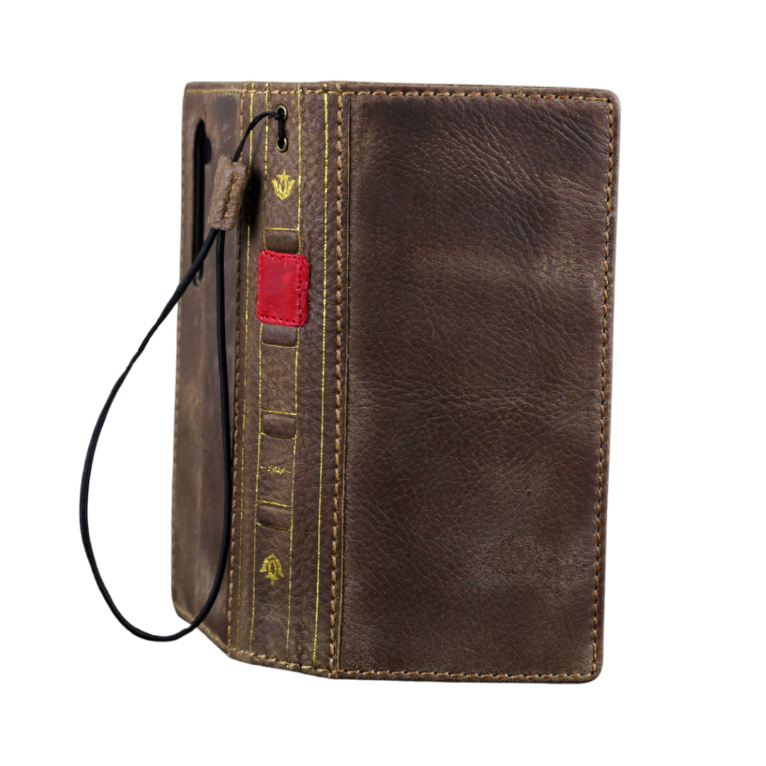 ARICHI Handmade Leather For Galaxy Case – Bible Style, Waxed Sanding Finish, Wireless Charging, Card Slots