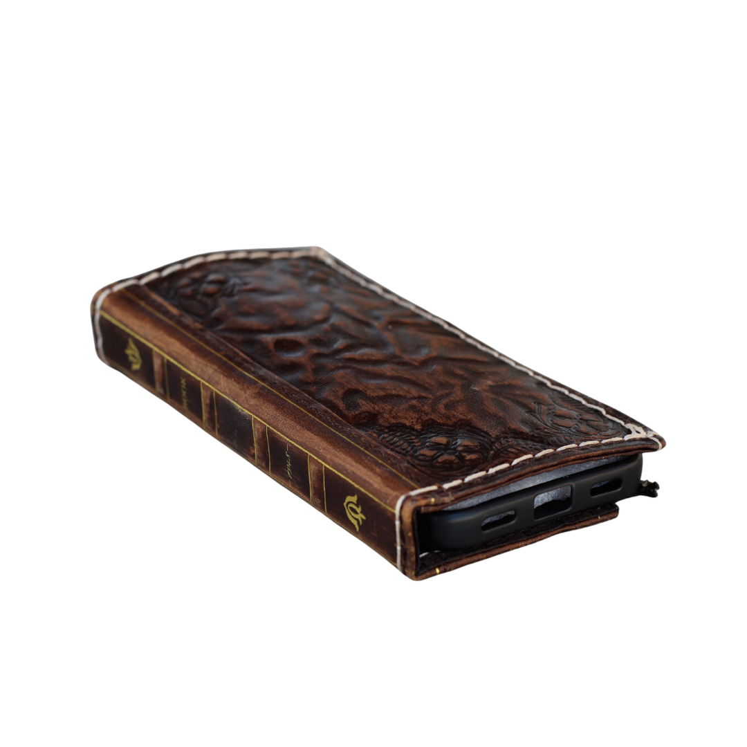 ARICHI® Handmade Leather Bible Book Case For Galaxy S26 Ultra, Vintage Embossed Wallet, Cover For S25 S24 Ultra