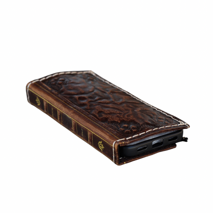 ARICHI® Handmade Leather Bible Book Case For Galaxy S26 Ultra, Vintage Embossed Wallet, Cover For S25 S24 Ultra