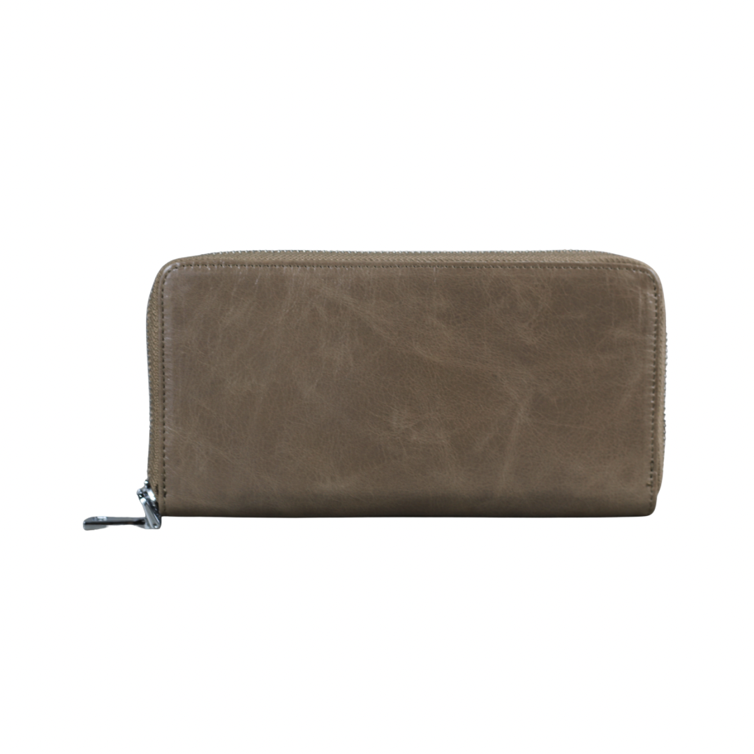 Beige Genuine Leather Women’s Wallet – Full Grain Zip-Around Purse with Card Slots & Coin Pocket | Christmas Gift | ARICHI