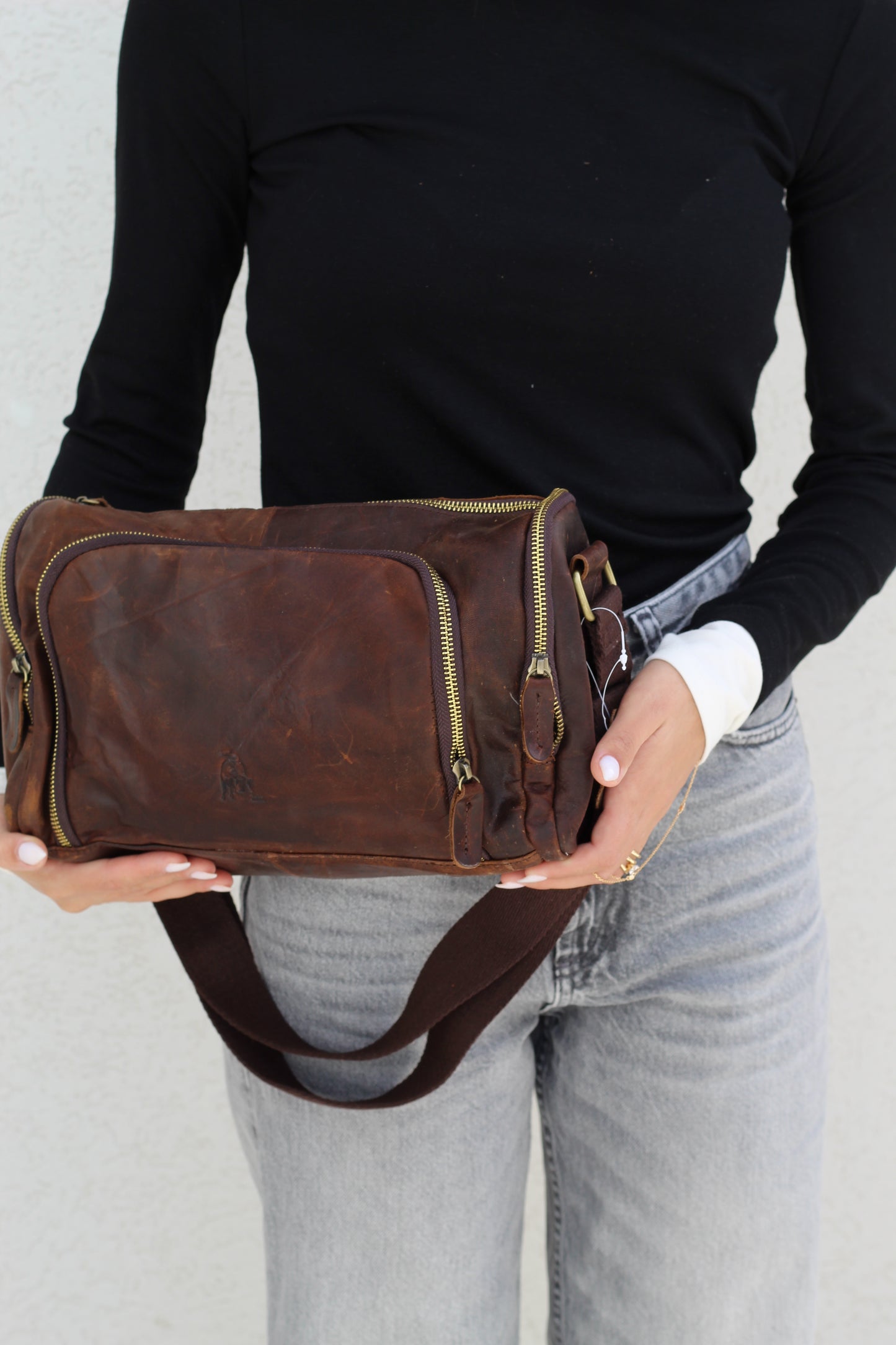 Genuine Leather Shoulder Bag Vintage Brown | Handmade Crossbody Messenger Bag for Men & Women