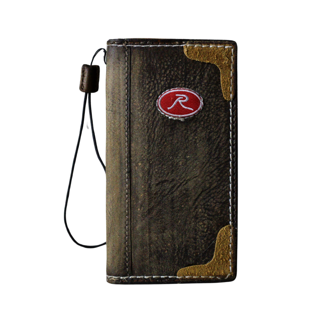 Handmade Leather iPhone Case – Baseball-Inspired Wallet Cover with Waxed Vintage Finish – Suede Stitch Details – Arichi Brand – For iPhone 13 14 15 16 Pro Max 17 Air