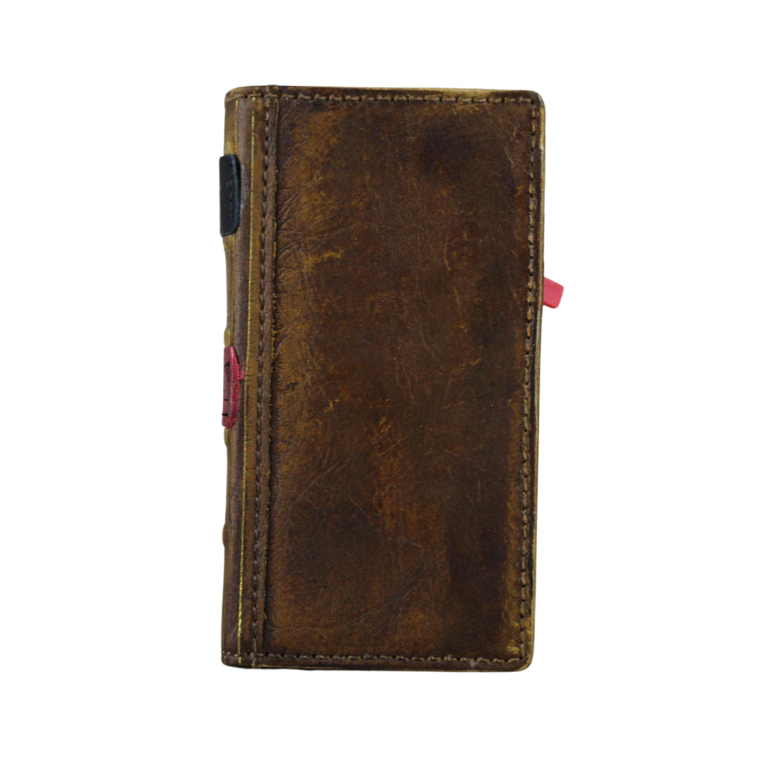 ARICHI Vintage Genuine Leather Phone Case Wallet for Galaxy S26 Ultra FE Edge | Handcrafted Antique Book Style