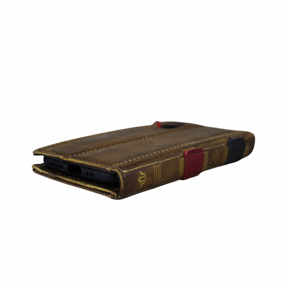 ARICHI Vintage Genuine Leather Phone Case Wallet for Apple iPhone 17 16 15 14 13 Pro Max | Handcrafted Antique Book Style