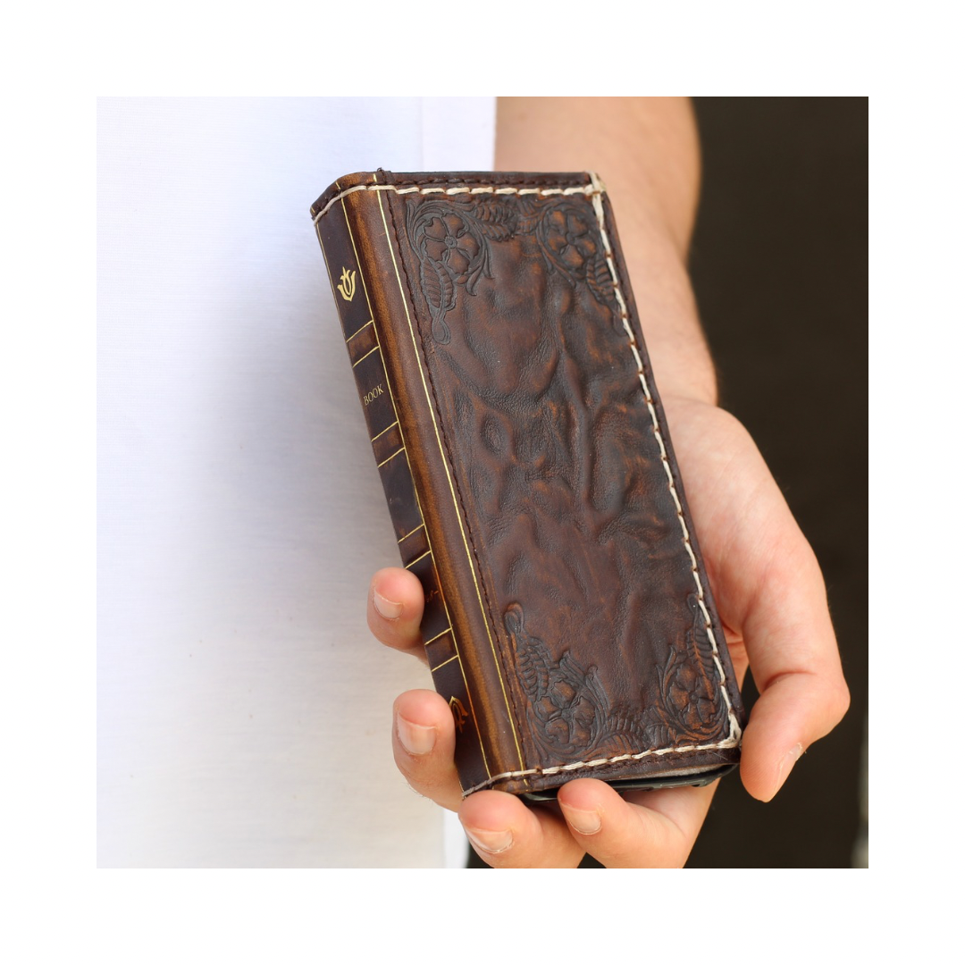 ARICHI® Handmade Leather Bible Book Case For Galaxy S26 Ultra, Vintage Embossed Wallet, Cover For S25 S24 Ultra