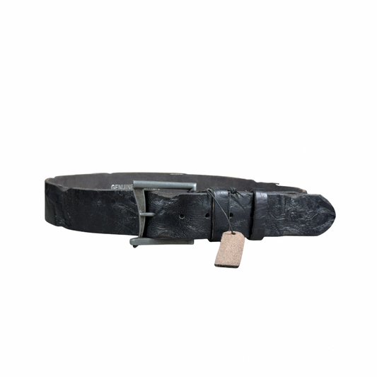 Handmade Black Full-Grain Leather Belt – Distressed Unisex Design