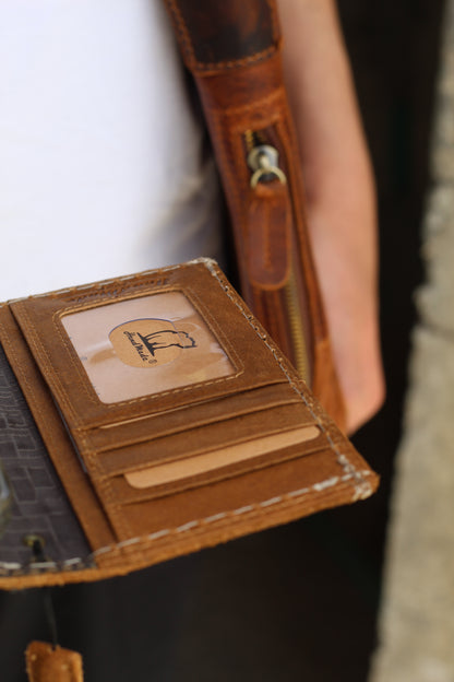 Handmade Suede Leather Wallet Phone Case – Rustic Full Grain Folio Cover for iPhone
