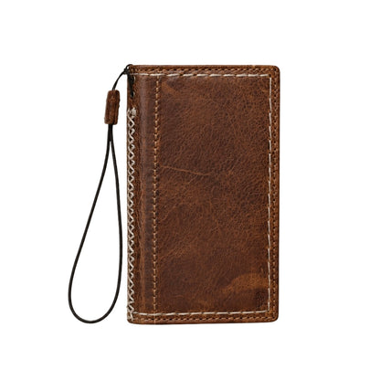 Handmade Crazy Horse Leather Phone Case for Galaxy Vintage Wallet, Handmade X Stitch