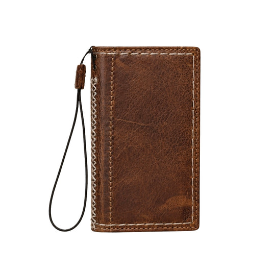 Handmade Crazy Horse Leather Phone Case for Galaxy Vintage Wallet, Handmade X Stitch