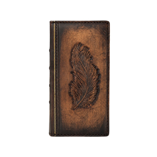 ARICHI® Handmade Leather Wallet Case for Galaxy S26 Ultra S25 S24 S23 – Vintage Feather Engraved Folio Galaxy Case, Luxury Brown Leather Cover