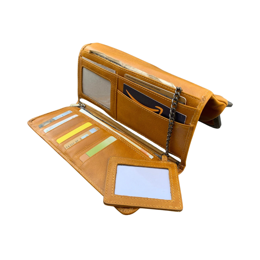     Golden-camel-leather-clutch