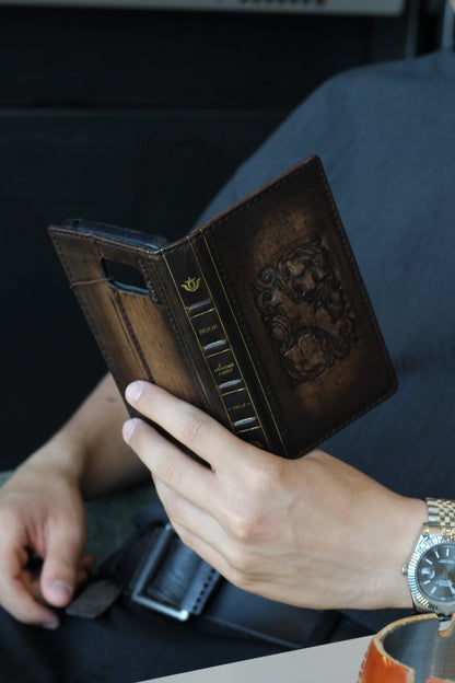 Handmade Literary Leather Phone Case for Book Lovers