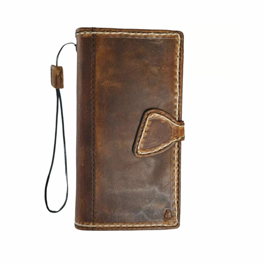 ARICHI Handcrafted Waxed Leather Case for Samsung Galaxy S26, Ultra, Note & Fold A56 | Magnetic Clasp & White Hand Stitching