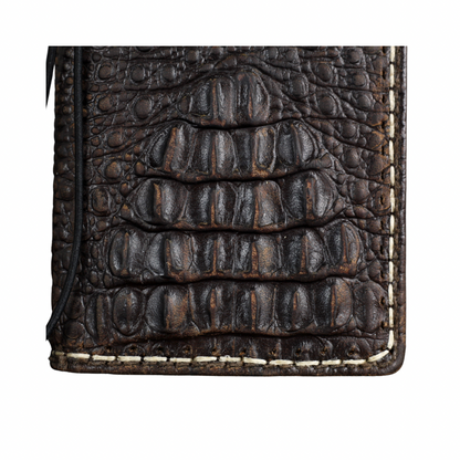 ARICHI Crocodile Embossed Leather Case with Thick White Hand-Stitched Seams for iPhone 6-17 Pro Max SE XS – Luxury Wallet Book Style Cover
