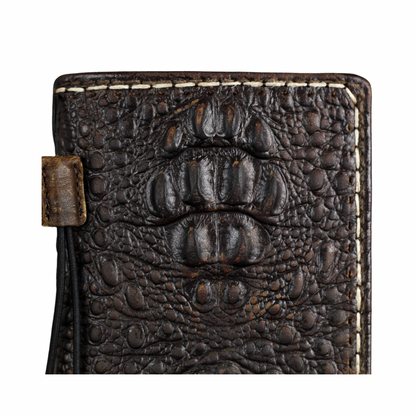 ARICHI Crocodile Embossed Leather Case with Thick White Hand-Stitched Seams for iPhone 6-17 Pro Max SE XS – Luxury Wallet Book Style Cover