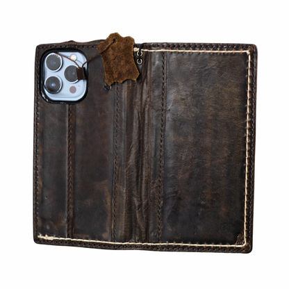 ARICHI Hand-Stitched Leather Wallet Case for iPhone 6-17 Pro Max Air SE XS – Wireless Charging, Card Slots, Book Style