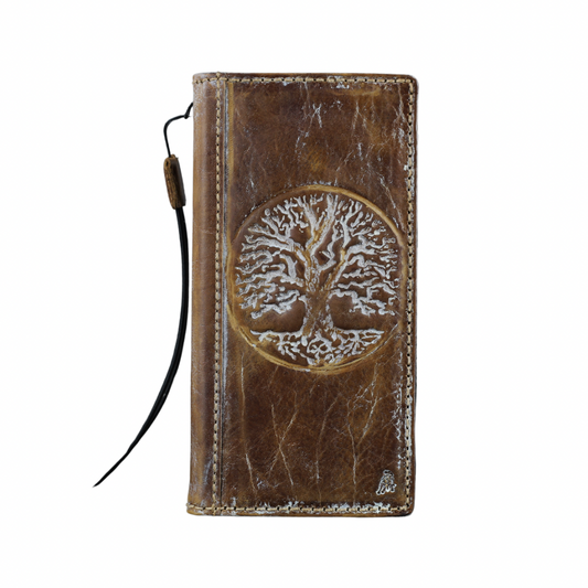 ARICHI Premium Genuine Leather Case for OnePlus Open, 8, 8 Pro, 9, 9 Pro, 12 | Handmade Polished Brown Luxury Cover