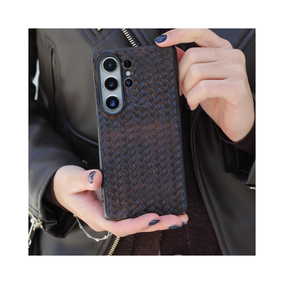 handmade leather samsung galaxy phone case woven