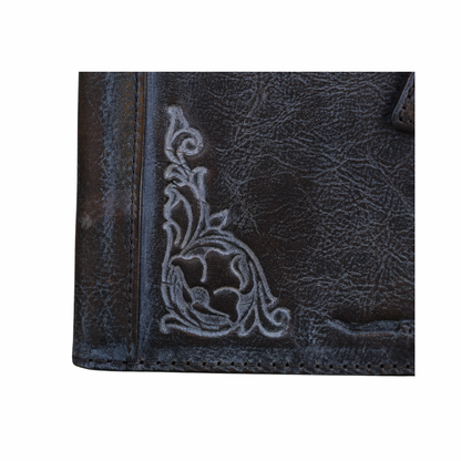 ARICHI Handmade Leather iPad Case – Embossed, Hand-Stitched, Magnetic Closure, Vintage Style