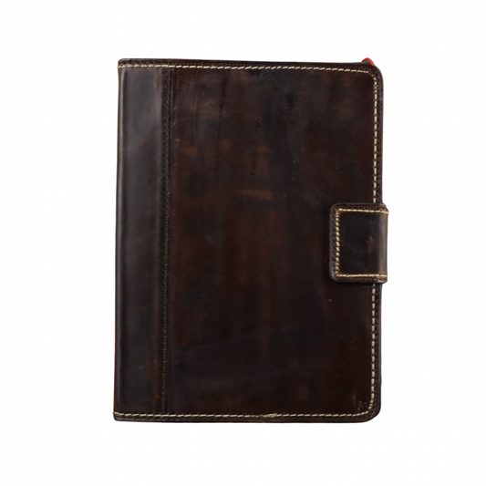 ARICHI Genuine Leather iPad Case – Dark Brown, Hand-Stitched White Thread, Magnetic Closure