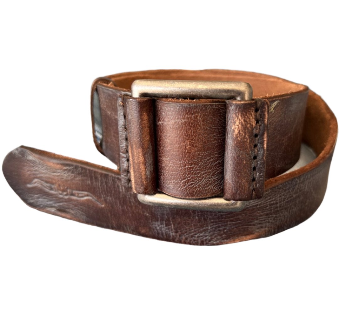ARICHI Polished Brown Leather Belt – Handmade Genuine Leather Accessory for Men and Women, Classic Durable Design
