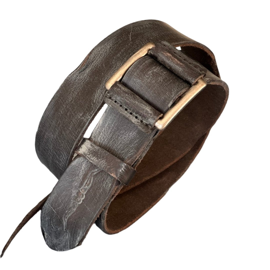 ARICHI Handmade Polished Black Leather Belt – Premium Genuine Leather for Men and Women, Classic Durable Design
