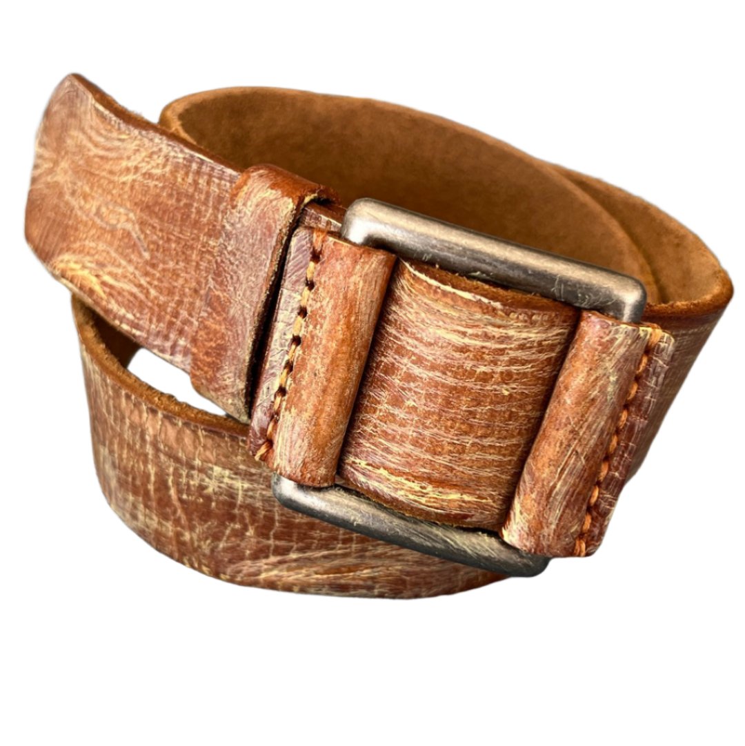 ARICHI Handmade Polished Light Brown Leather Belt – Premium Genuine Leather for Men and Women, Classic Versatile Design