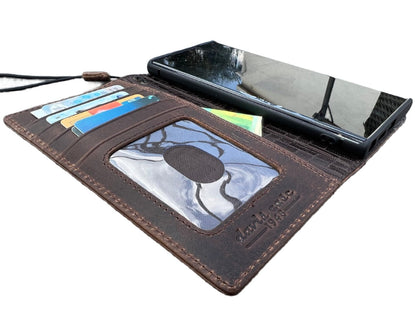 ARICHI Handmade Leather Samsung Galaxy Case – Grainy Waxed Finish, Wireless Charging, Card Slots, for S26 S24, S23, S25 Edge, Note 20 A56 and Z Fold 7 models