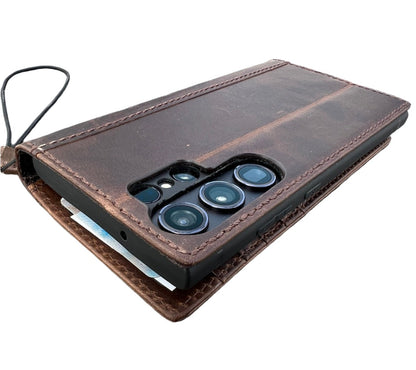 ARICHI Handmade Leather Samsung Galaxy Case – Grainy Waxed Finish, Wireless Charging, Card Slots, for S26 S24, S23, S25 Edge, Note 20 A56 and Z Fold 7 models